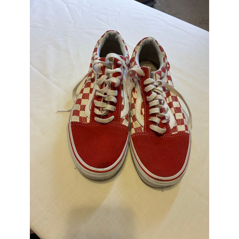Vans Old Skool Red White Checkerboard Sneakers Womens 9 Mens 7.5 Skate Shoes